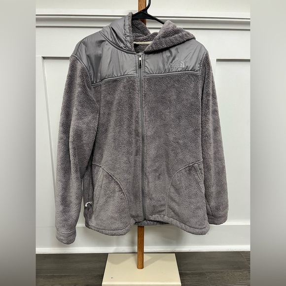 The North Face Women’s Fleece Jacket Gray Full Zip Pockets Fuzzy XL - Picture 1 of 11